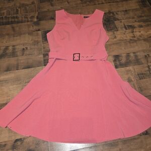 NWT White House Black Market Pink Fit Flare Dress 12 Barbiecore Flippy Hem